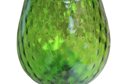 Empoli (Italy) Hand Blown Diamond Optic Verdi Glass Fishbowl Vase