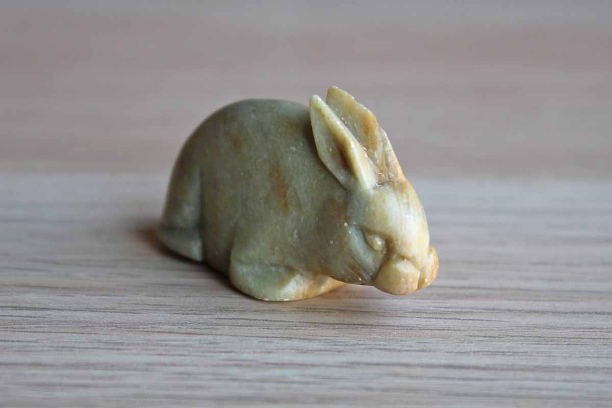Tiny Alabaster Rabbit Figurine with Hanging Hole