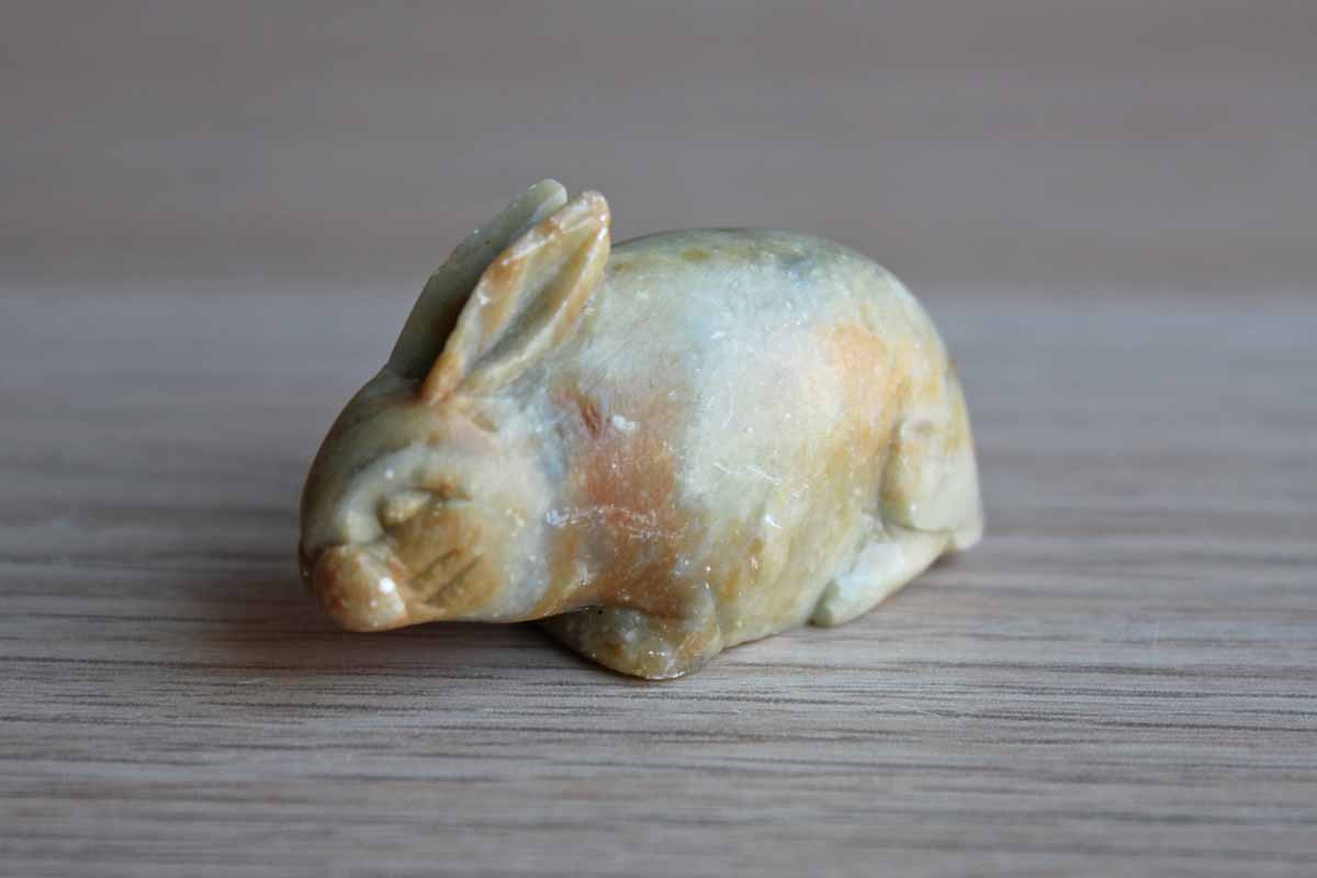 Tiny Alabaster Rabbit Figurine with Hanging Hole