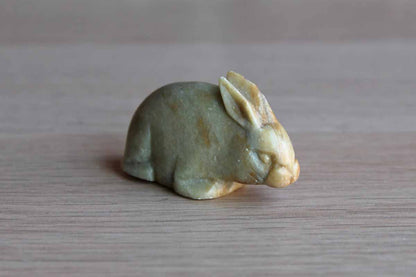 Tiny Alabaster Rabbit Figurine with Hanging Hole