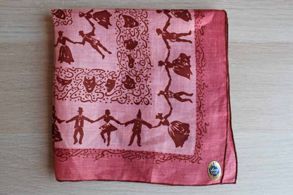Glamour Girl Pur Irish Linen Handkerchief Decorated with Nineteenth Century Dancers in Silhouette