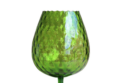 Empoli (Italy) Hand Blown Diamond Optic Verdi Glass Fishbowl Vase