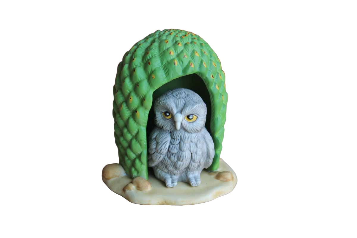 Franklin Porcelain Woodland Surprises 2-Piece Owl Inside Cactus