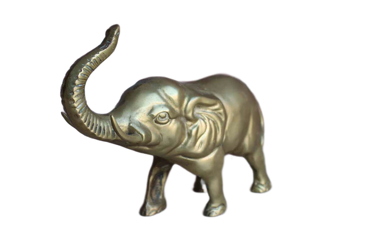 Brass Elephant Figurine with Aged Patina