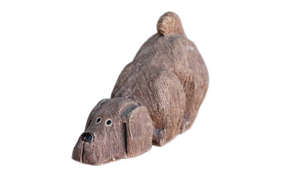 Handmade Brown Ceramic Dog Figurine