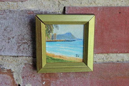 Miniature Oil Painting of "Diamond Head, Oahu"  by Betty Jenke