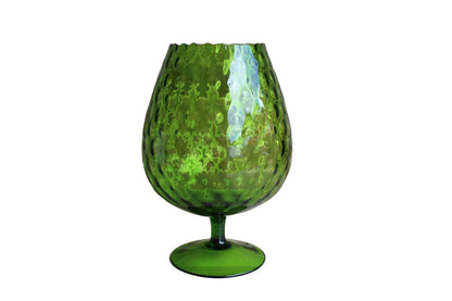Empoli (Italy) Hand Blown Diamond Optic Verdi Glass Fishbowl Vase