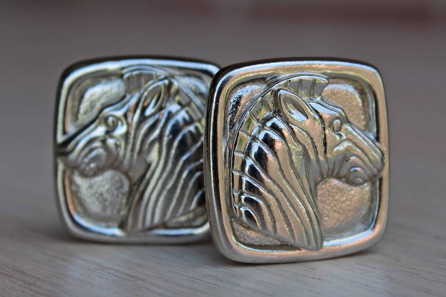 Bold Silver Tone Zebra Pierced Earrings