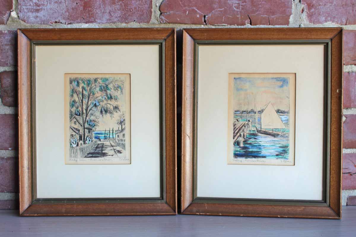 Signed Lithographs of Provincetown by E. Oliver
