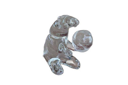 LAV Rossetto Murano Clear Glass Polar Bear Holding Snowball
