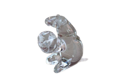 LAV Rossetto Murano Clear Glass Polar Bear Holding Snowball