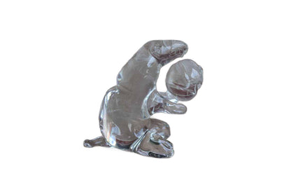 LAV Rossetto Murano Clear Glass Polar Bear Holding Snowball