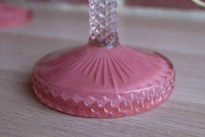 Clear an Pink Glass Vanity Table Lamps with Matching Lampshades
