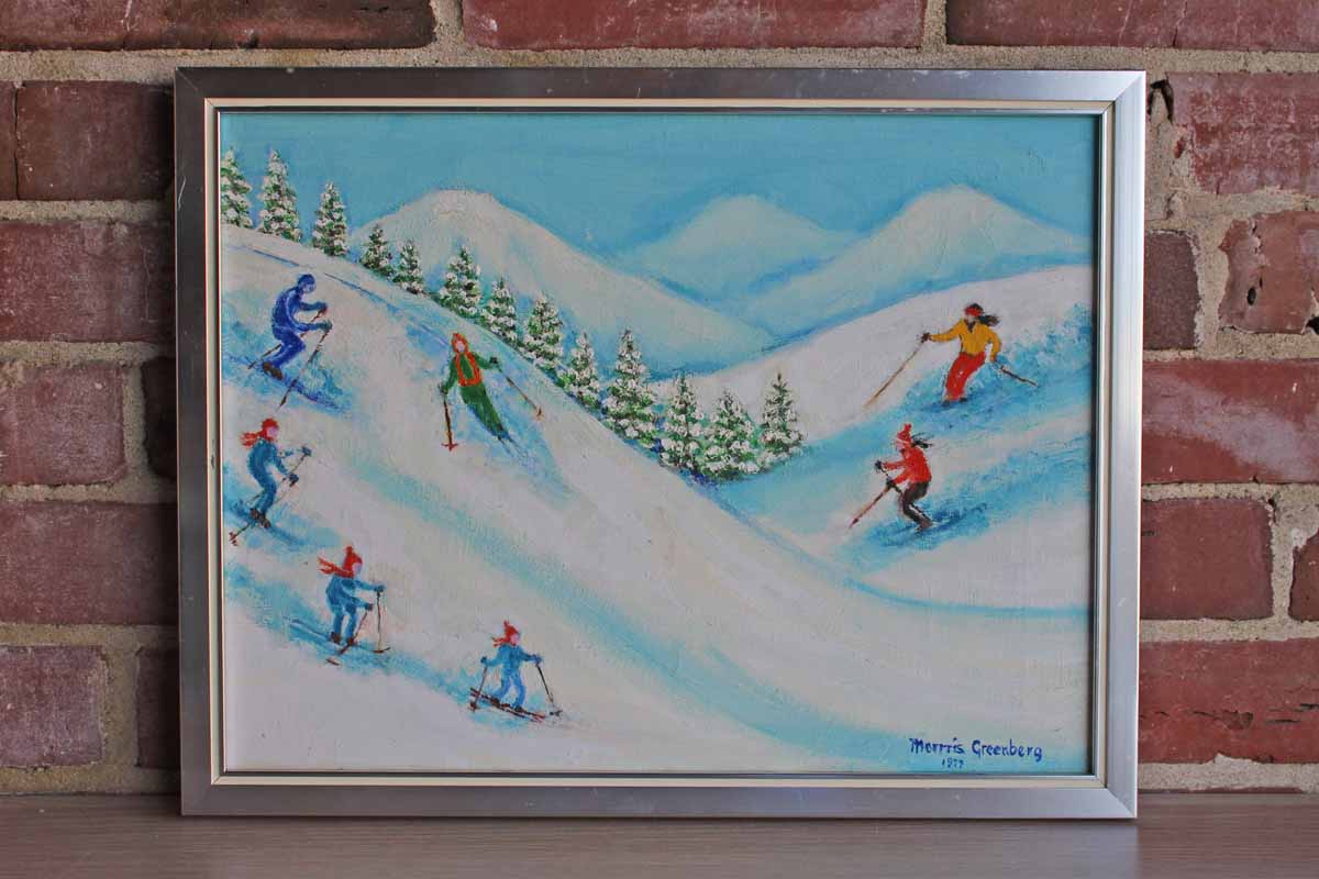 Original Oil Paintings of Rowing and Skiing Scenes from Morris Greenberg, 1970s