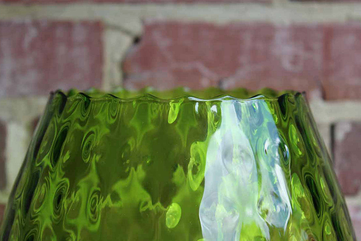 Empoli (Italy) Hand Blown Diamond Optic Verdi Glass Fishbowl Vase