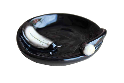 Russ Berrie & Co. Heavy Handpainted Black Cat Dish