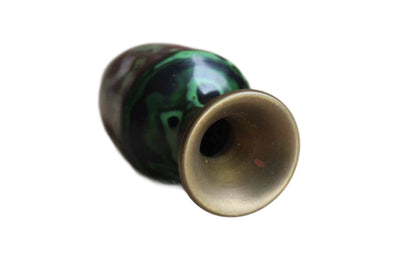Brass and Enamel Bud Vase with Mother of Pearl Inlay