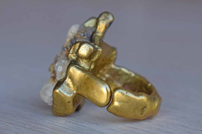 Handmade Brass and Crystal Ring