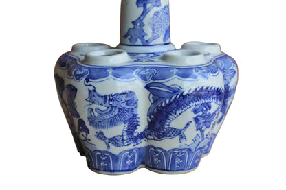 Two's Company 6-Hole Blue and White Porcelain Tulip Vase