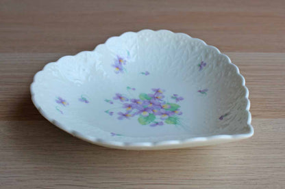 Mikasa (Japan) Bone China "With Love" Heart Shaped Bowl Decorated with Purple Flowers