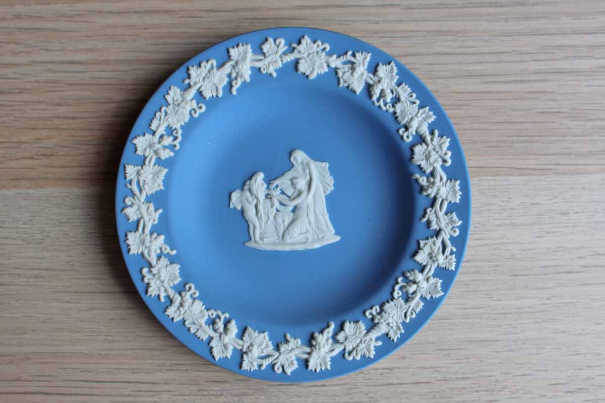 Wedgwood (England) Round Blue Jasperware Dish with Cupid as Oracle in Relief