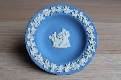 Wedgwood (England) Round Blue Jasperware Dish with Cupid as Oracle in Relief