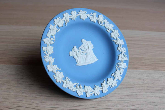 Wedgwood (England) Round Blue Jasperware Dish with Cupid as Oracle in Relief