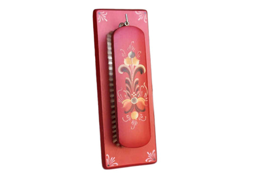 Hand Painted Wood Shoe/Clothes Brush with Mountable Base
