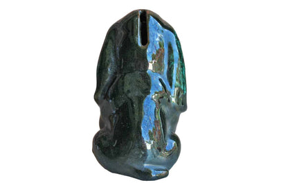 Canuck Pottery (Canada) Evangeline Ware Green and Black Drip Glaze Basset Hound Coin Bank