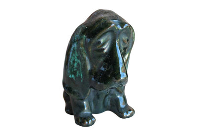 Canuck Pottery (Canada) Evangeline Ware Green and Black Drip Glaze Basset Hound Coin Bank