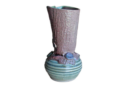 Art Pottery Vase with Contrasting Textures, Patterns, and Colors