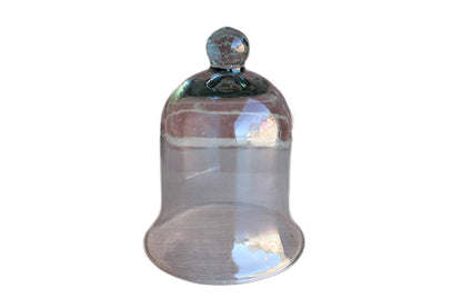 Glass Cloche with Greenish Tint, Rounded Finial, and Gently Flared Base