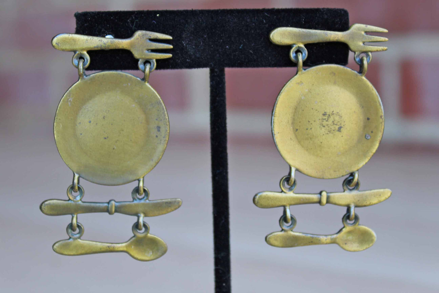 Jonette Jewelry (Rhode Island, USA) Bold Dangling Table Setting Pierced Earrings
