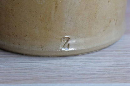 Large Primitive Salt-Glazed Brown and Tan Stoneware Jug