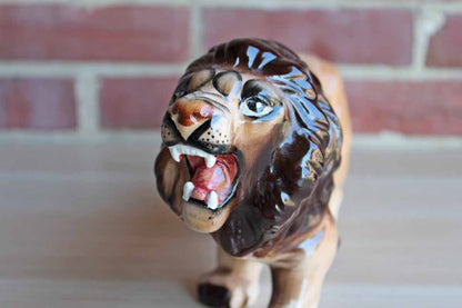 Ceramic Hand-Painted Roaring Lion Figurine