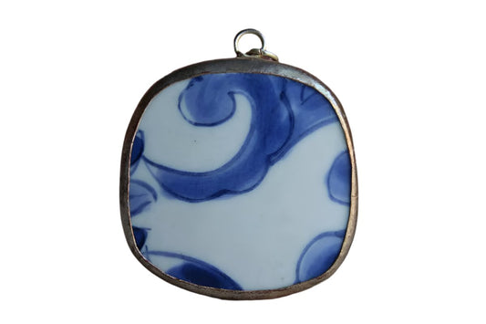 Broken Pottery Shard Necklace Framed in Silver