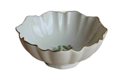 Lenox (USA) Special Holiday Holly and Berry Footed Candy Bowl