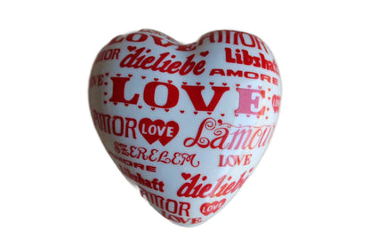 Counterpoint (San Francisco) Takahashi Japan "Love Makes the World Go Round" Porcelain Heart Shaped Trinket Box