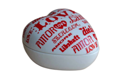 Counterpoint (San Francisco) Takahashi Japan "Love Makes the World Go Round" Porcelain Heart Shaped Trinket Box