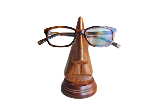 Wooden Nose Eyeglass Stand, Circular Base
