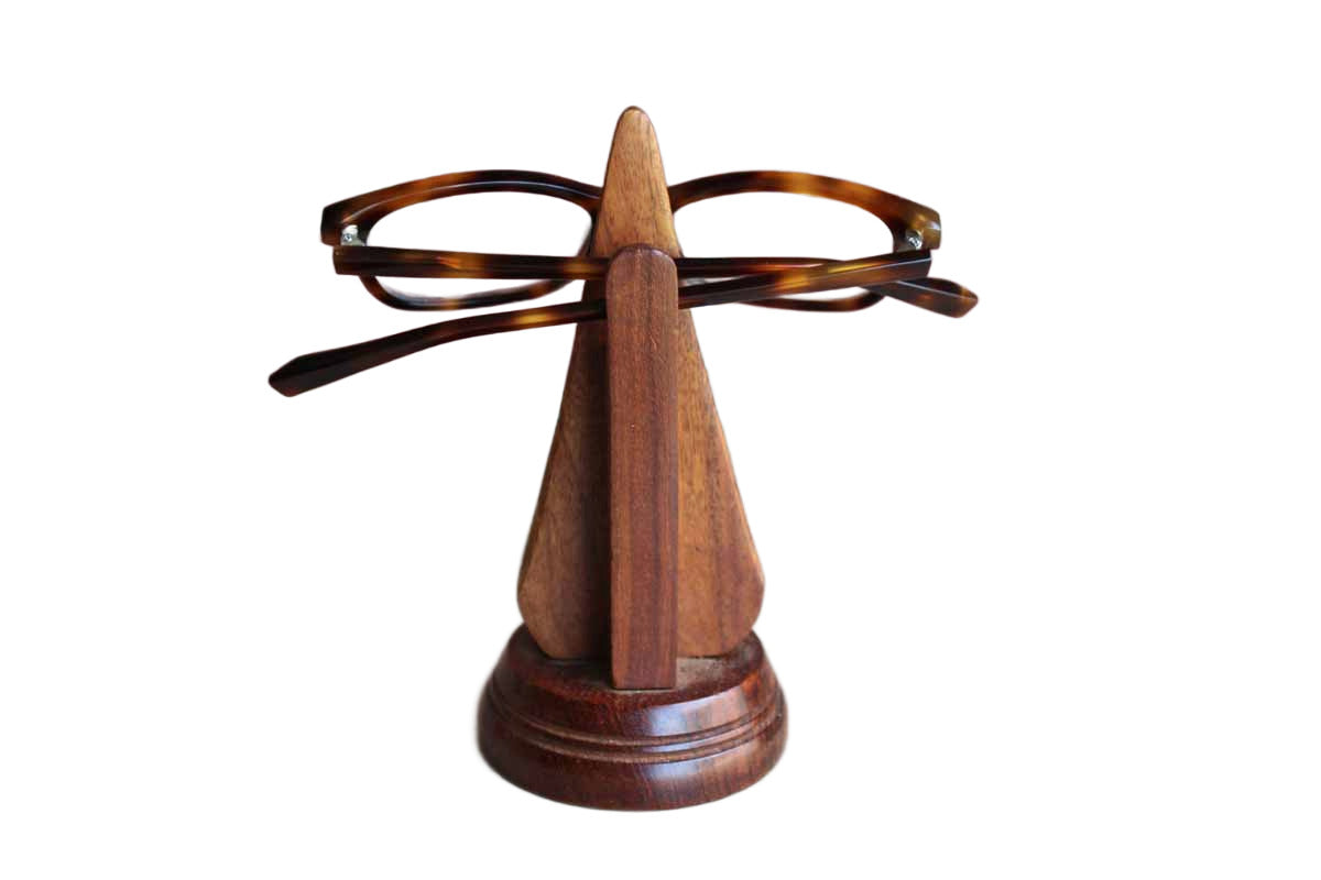 Wooden Nose Eyeglass Stand, Circular Base