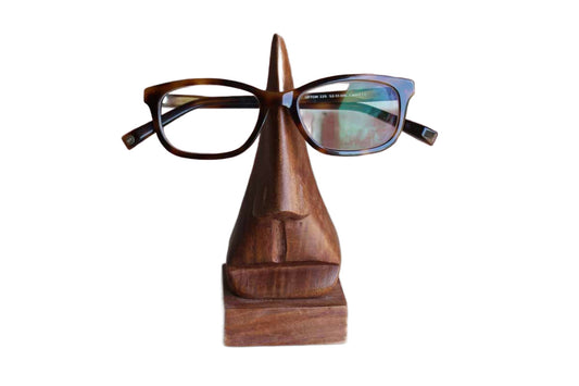 Wooden Nose Eyeglass Stand with Square Base