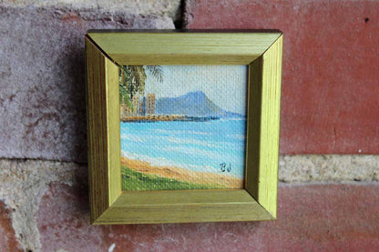 Miniature Oil Painting of "Diamond Head, Oahu"  by Betty Jenke