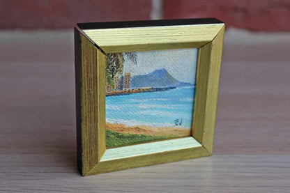 Miniature Oil Painting of "Diamond Head, Oahu"  by Betty Jenke