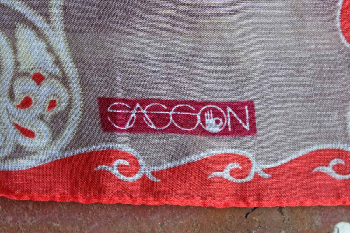 Sassoon Cotton Scarf with Orange and Gray Paisley Designs