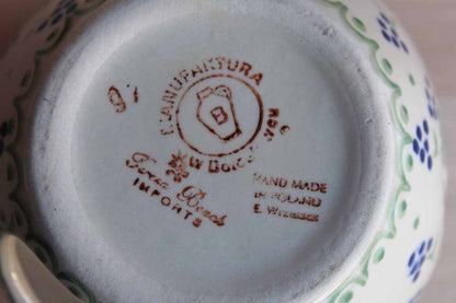 Boleslawiec Pottery (Poland) Hand-Decorated Ceramic Candle Holders with Grape Decorations, A Pair