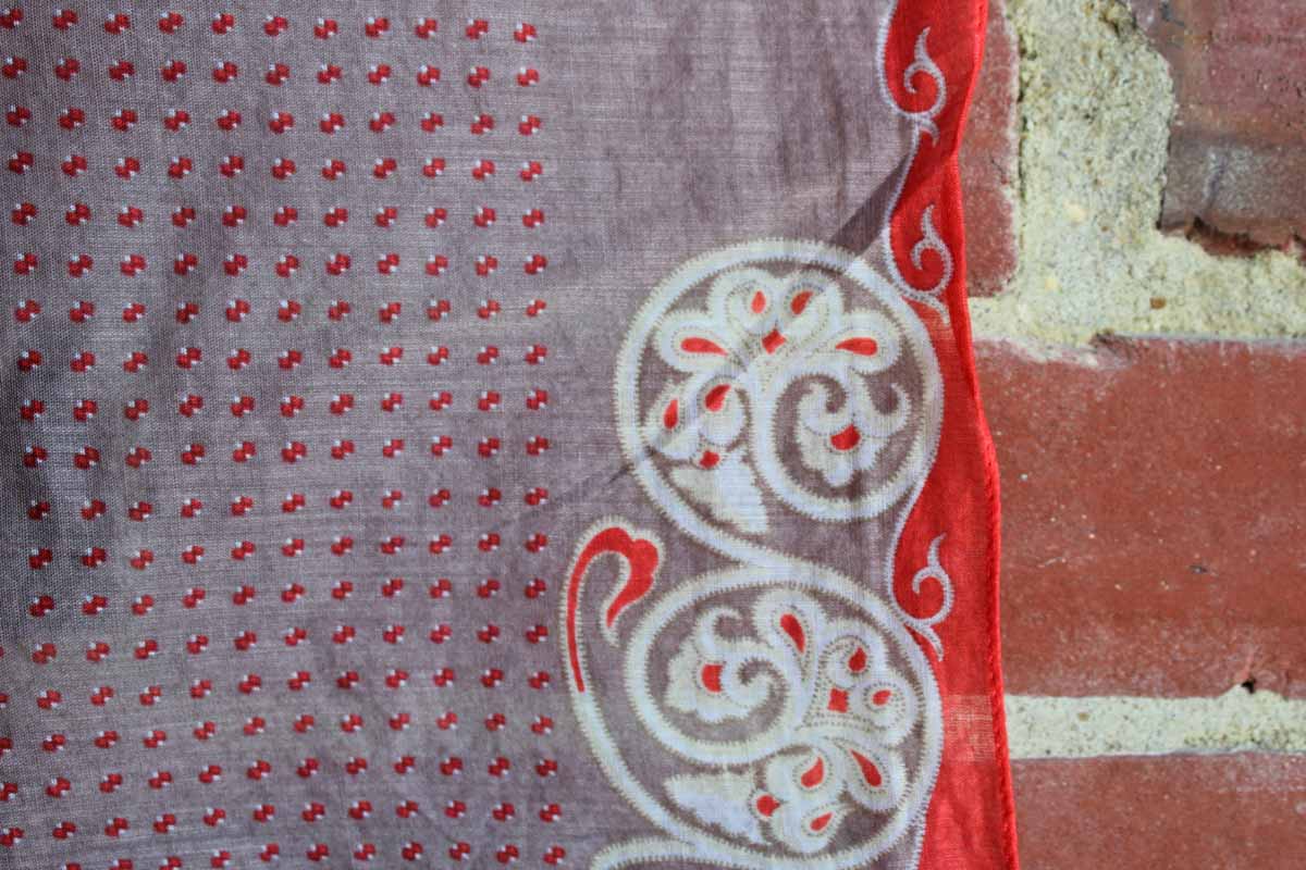 Sassoon Cotton Scarf with Orange and Gray Paisley Designs