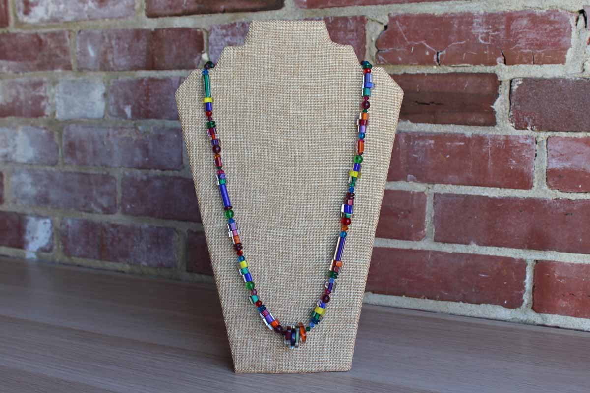 Clear and Colored Glass Bead Necklace