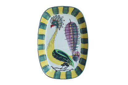 Royal Copenhagen (Denmark) Faience Rooster Serving Platter, Decorated by Inge-Lise Koefoed