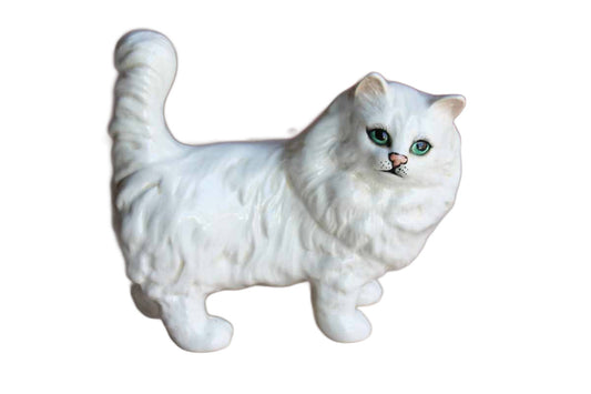 Beswick (England) White Porcelain Standing Persian Cat Figurine